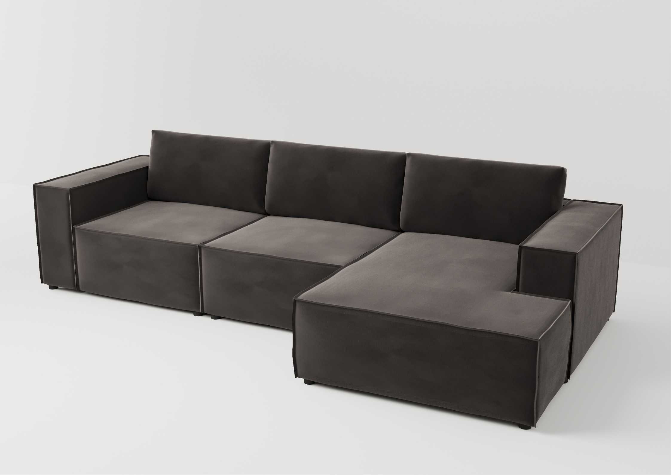 Modułowy narożnik z przeszyciami w kolorze grafitowym